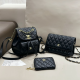 Black Casual Daily Letters Zipper Bags