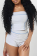 White Sexy Solid Color Strapless Sleeveless Two Pieces