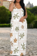 White L Casual Print Spaghetti Strap Long Dresses