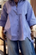 Blue Casual Stripe Buckle Shirt Collar Tops
