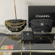 Black Casual Daily Letters Chains Zipper Bags
