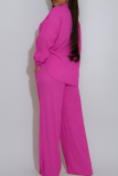Green Yellow Casual Solid Color Buckle Turndown Collar Long Sleeve Two Pieces