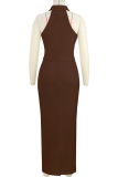Pink Elegant Solid Color Buckle Slit Turn-back Collar Sleeveless Two Pieces
