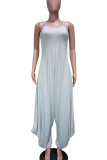 Light Gray Casual Solid Color Spaghetti Strap Loose Jumpsuits
