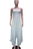 Light Gray Casual Solid Color Spaghetti Strap Loose Jumpsuits