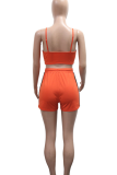 Black Sexy Casual Strap Design Contrast Spaghetti Strap Sleeveless Two Pieces