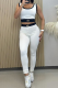 White Sportswear Letters Contrast U Neck Sleeveless Two Pieces