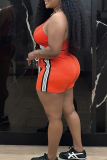 Black Sexy Casual Strap Design Contrast Spaghetti Strap Sleeveless Two Pieces