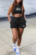 Black Casual Letters Pocket O Neck Sleeveless Two Pieces