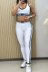 White Sportswear Letters Patchwork U Neck Sleeveless Two Pieces