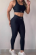 Black Sportswear Letters Patchwork U Neck Sleeveless Two Pieces