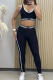 Black Sportswear Letters Patchwork U Neck Sleeveless Two Pieces