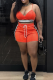 Orange Sexy Casual Strap Design Contrast Spaghetti Strap Sleeveless Two Pieces