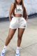 White Casual Letters Pocket O Neck Sleeveless Two Pieces