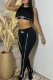 Black Sportswear Letters Backless O Neck Sleeveless Two Pieces