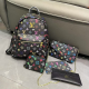 Black Casual Daily Letters Zipper Bags