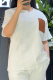 White Casual Patchwork O Neck Short Sleeve Two Pieces