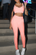 Pink Sexy Letters Patchwork Spaghetti Strap Sleeveless Two Pieces