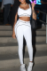 White Sexy Letters Patchwork Spaghetti Strap Sleeveless Two Pieces