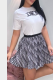 White Casual Print Pleated O Neck Short Sleeve Two Pieces
