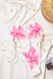 Cream White Sexy Print Swimwears