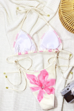 Cream White Sexy Print Swimwears
