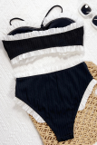Black Sexy Stringy Selvedge Contrast Swimwears