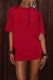 Red Sexy Solid Color Backless O Neck Straight Dresses