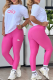 Pink Casual Letters O Neck Short Sleeve Two Pieces