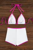 White Sexy Solid Color Contrast Swimwears