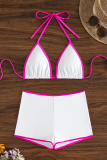 White Sexy Solid Color Contrast Swimwears