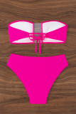 Rose Red Sexy Solid Color Swimwears