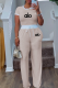 Cream White Casual Letters Lace Up O Neck Short Sleeve Two Pieces