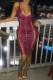 Purple Sexy Solid Color Cross Straps Zipper Spaghetti Strap Wrapped Skirt Dresses