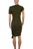 Black Sexy Solid Color Strap Design V Neck Wrapped Skirt Dresses