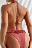 Rose Sexy Solid Color Stringy Selvedge Swimwears