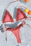 Rose Sexy Solid Color Stringy Selvedge Swimwears