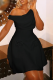 Black Sexy Solid Color Flower Shape Oblique Collar A Line Dresses