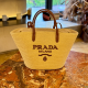 Brown Casual Daily Letters Weave Bags