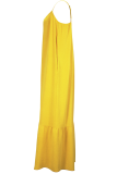 Yellow Sexy Solid Color Spaghetti Strap Loose Jumpsuits