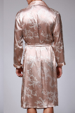 Black Daily Print Strap Design Turndown Collar Outerwear
