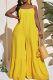 Yellow Sexy Solid Color Spaghetti Strap Loose Jumpsuits