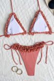 Rose Sexy Solid Color Stringy Selvedge Swimwears