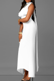 Black Elegant Solid Color Patchwork V Neck Long Dresses
