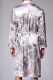 Black Daily Print Strap Design Turndown Collar Outerwear