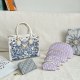 Purplish Blue Casual Daily Letters Zipper Bags