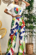 Blue White Casual Print O Neck Short Sleeve Two Pieces