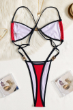 Leopard Print Sexy Pearls Decor Contrast Swimwears