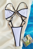 Leopard Print Sexy Pearls Decor Contrast Swimwears
