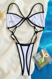 Leopard Print Sexy Pearls Decor Contrast Swimwears